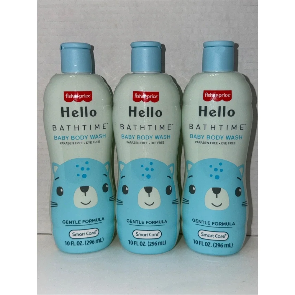 Fisher-Price Hello Bathtime Baby Body Wash Paraben Dye‎ Free 10oz 3 Pack